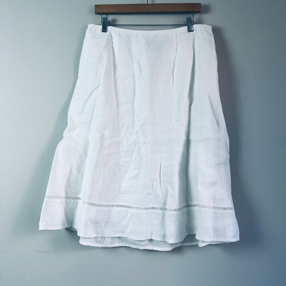 Talbots White Linen A-Line Skirt 12W